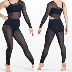 WEISSMAN Dance Costume unitard mesh catsuit jumpsuit black Dark Side SM13021 SA